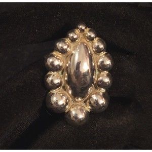 Vintage Taxco Mexico .925 Sterling Silver Oval Beaded Domed Pin/Brooch/Pendant